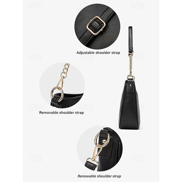 Bag Shoulder Leather Women's Chain Brown Gold Faux with FashionChic