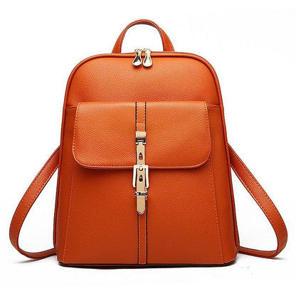 Women's Lock Black Leather Faux Purse Backpack with Gold FashionChic