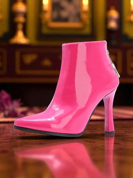 Stiletto Ankle Boots Women's Fur with Faux Gold Lining Heel FashionChic