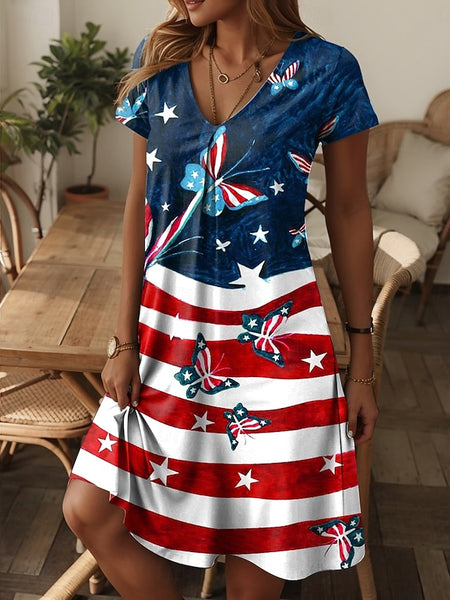 Women's Patriot Veteran Patriotic  Dress Mini Dress T Shirt