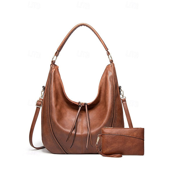 Set Women's Leather Bag Hobo with Matching Wallet Faux FashionChic
