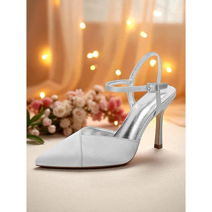 Women's Green - Ankle Strap Heels Satin with Stiletto FashionChic