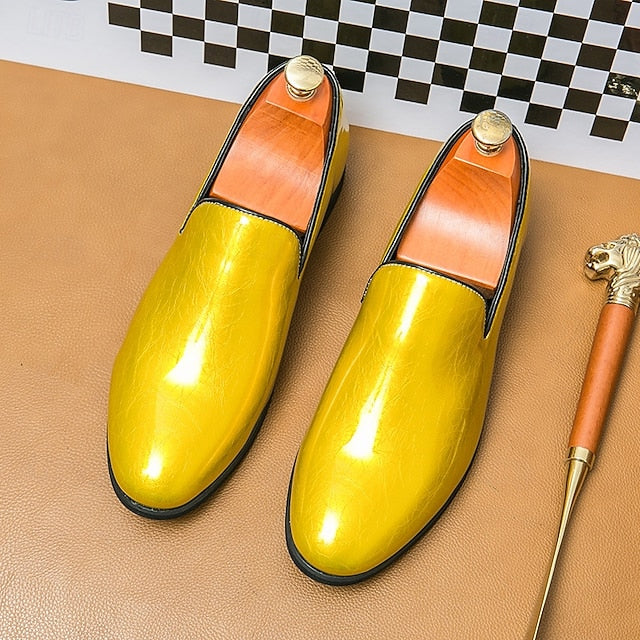 Slip-On Loafers Men's Metallic Shiny Gold – Fashionable FashionChic