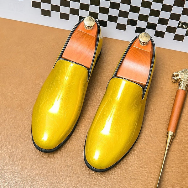Slip-On Loafers Men's Metallic Shiny Gold – Fashionable FashionChic