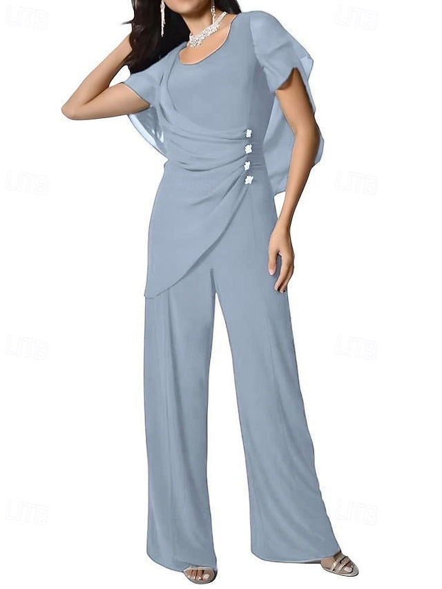 Elegant of Bride Mother Jumpsuit / Pantsuit Cape Dress the FashionChic
