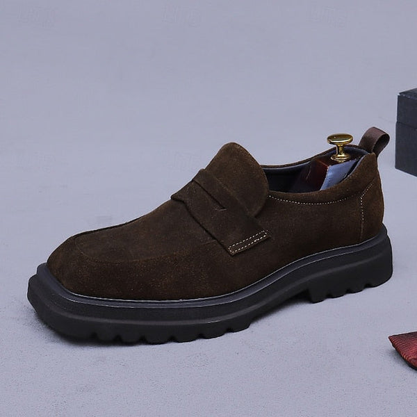 Men's Business Suede Cowhide Loafers -Classic Leather FashionChic