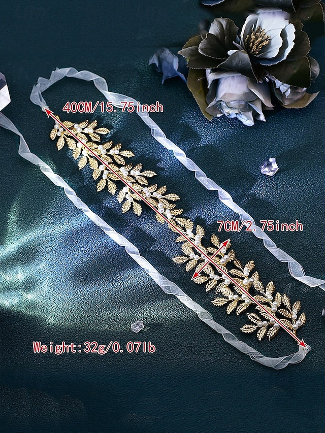 Gold Belt with Pearl Bridal Elegant – Leaf Accents FashionChic