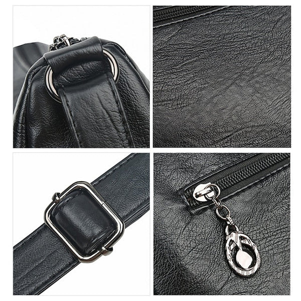 Bag Faux Crossbody Leather - Women's Shoulder Multi-Pocket FashionChic