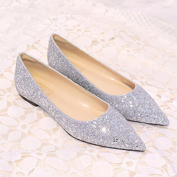 Pink Pointed Comfortable Flat Toe – Glitter Women's Shoes FashionChic