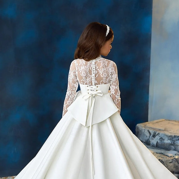 Girls' Color Dress Solid Party Communion Kids First FashionChic