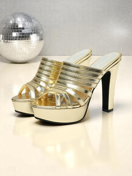 Open-Toe - Platform Mule Women's Heels Strappy White FashionChic