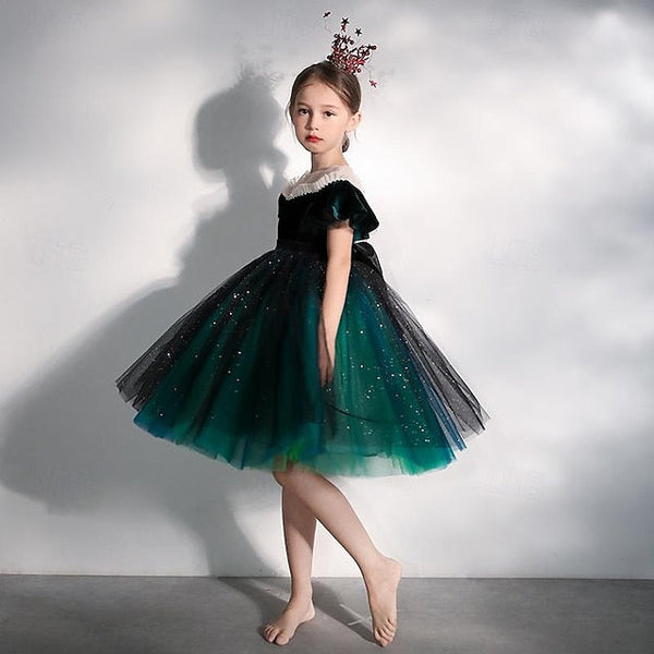 Kids Girls' Girl Party Dress Short Flower Solid Color FashionChic