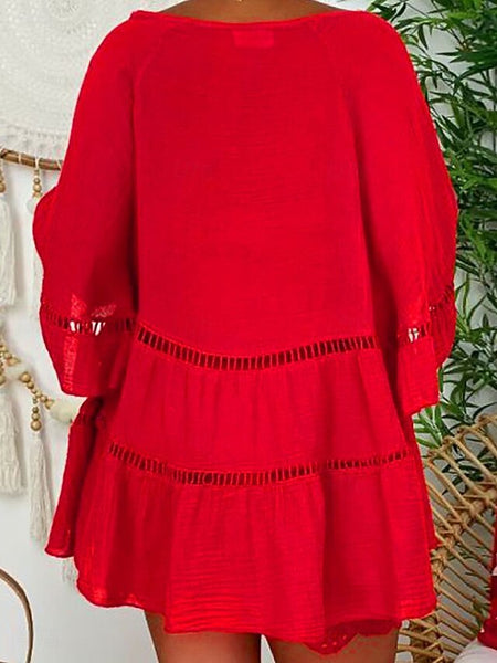 Women's Mini Dress Shift Dress Ruffle Dress Puff Sleeve