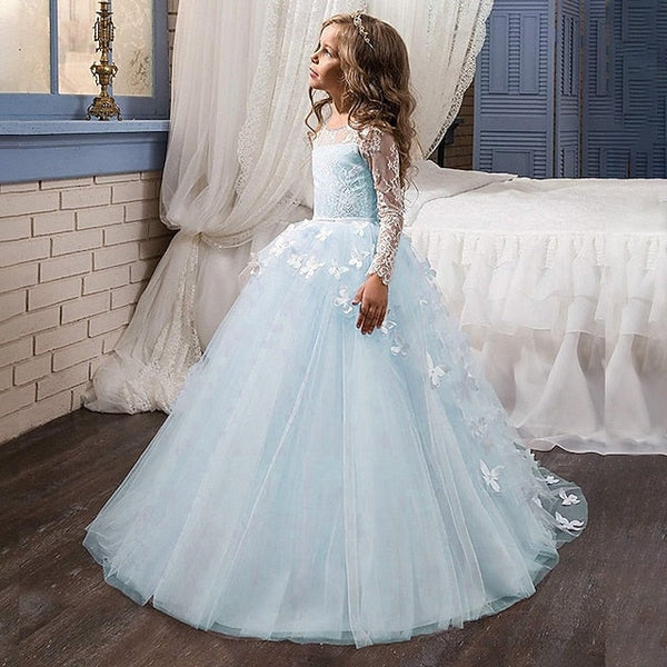 Color Kids Party First Dress Solid Communion Girls' FashionChic