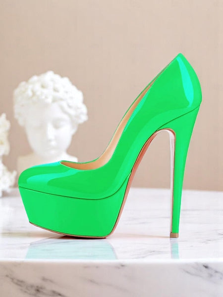 Platform Black Women's Pointed-Toe and with Heels Patent FashionChic