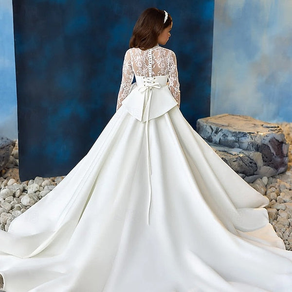 Girls' Color Dress Solid Party Communion Kids First FashionChic