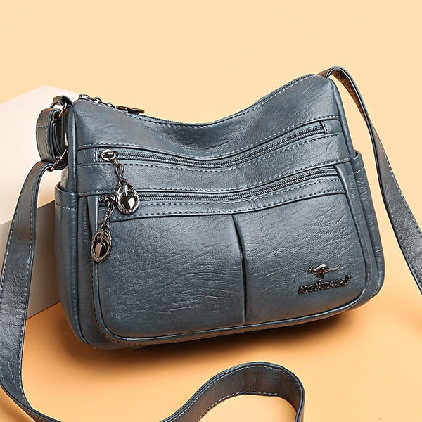 Bag Faux Crossbody Leather - Women's Shoulder Multi-Pocket FashionChic