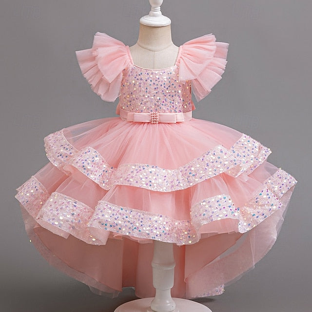Girls' Wedding Sleeveless Dress Kids Party Special Sequin FashionChic