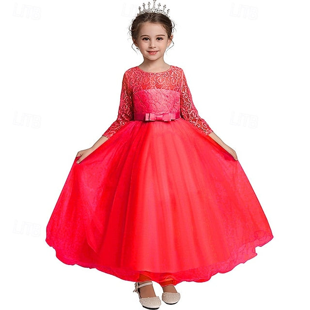 Girls' Flower Sleeve Kids Half Dress Girl Wedding FashionChic