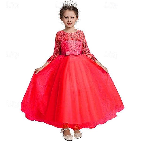 Girls' Flower Sleeve Kids Half Dress Girl Wedding FashionChic