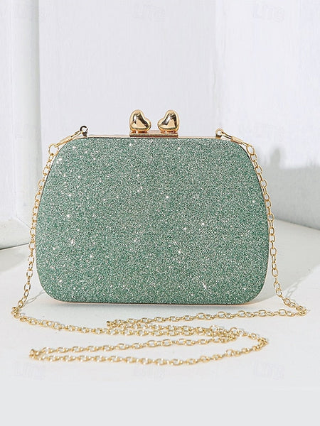 Glitter Sage Clutch Women's with Evening Green Rhinestone FashionChic