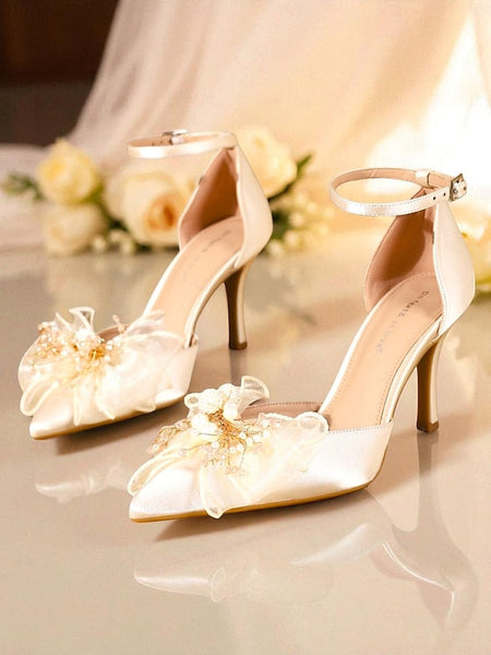 - Ankle Satin Strap Bridal Women's with Pumps Heels Elegant FashionChic