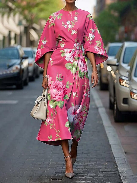 Women's Midi Dress Floral Dress Print Dress Classic Modern FashionChic