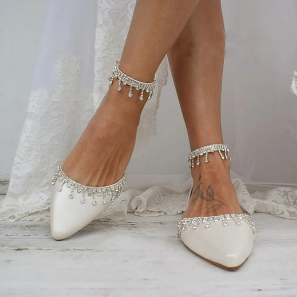 Wedding Women's Shoes Elegant Flats with – White Bridal FashionChic