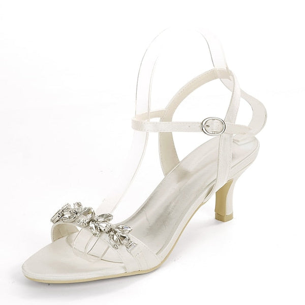 – Sandals Silver Heeled Rhinestone Women's Elegant FashionChic