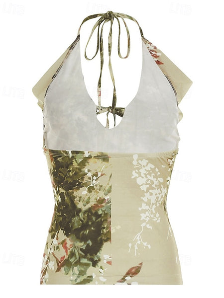 Women's Boho Shirt Blouse Flower Modern Boho Sleeveless