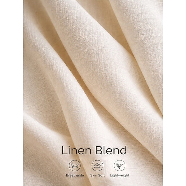 Women's Linen Blend Blouse Plain Modern Casual Short Sleeve FashionChic