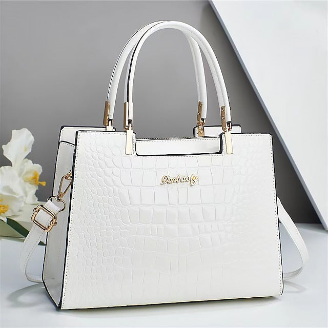 Black Crocodile Pattern Women's Elegant Handbag Leather | FashionChic