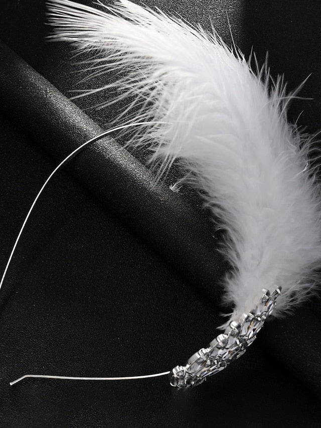 Hair Women's - Feather Crystal Vintage Clip White FashionChic