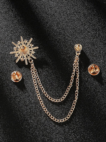 Gold Elegant Lapel Stylish Chains with Pin Crystal – Star FashionChic