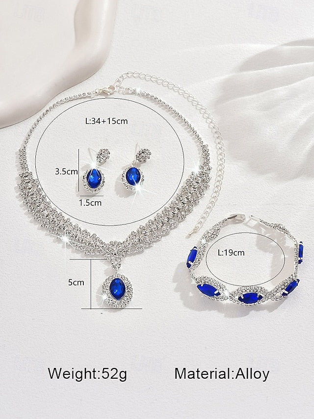 – Jewelry Luxury Set Green Women for Crystal Necklace Elegant FashionChic