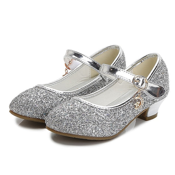 Mary Shoes Heel Low Glitter Dress Girls' - Sparkly Jane FashionChic