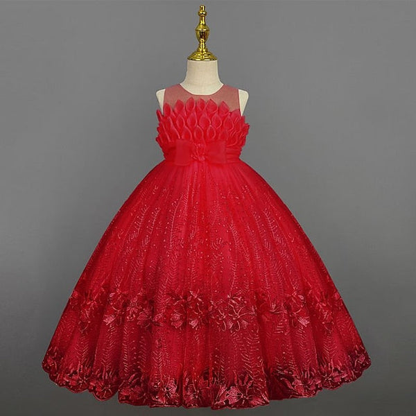 Colored Flower Solid Kids Dress Girl Girls' FashionChic