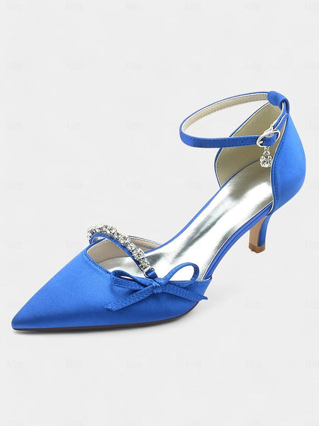 Pointed-Toe Wedding – Shoes Heel Elegant Kitten Women for FashionChic