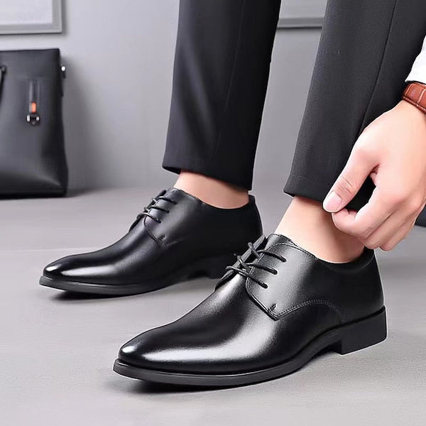Black Derby Shoes Lace-Up Classic Formal – Men's Glossy FashionChic