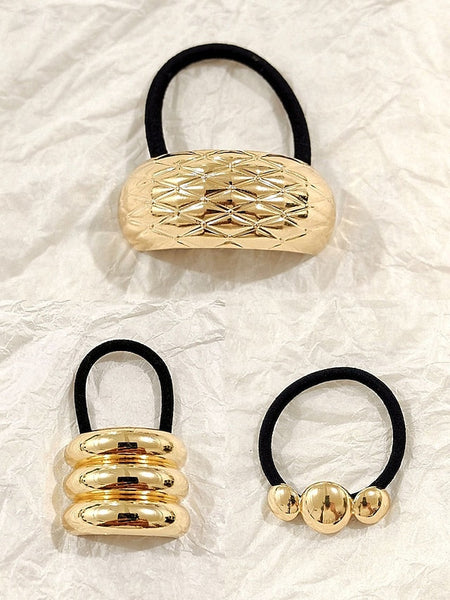 Gold Scrunchies Hair - Tone Elastic with Band Women's FashionChic