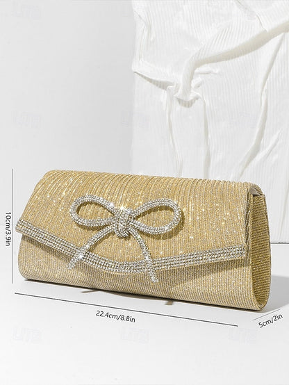 Purse Accent Blue Bow Rhinestone Clutch Glitter with FashionChic