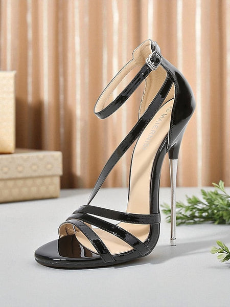 PU Red Sandals High Heels - Strappy Stiletto Women's Patent FashionChic
