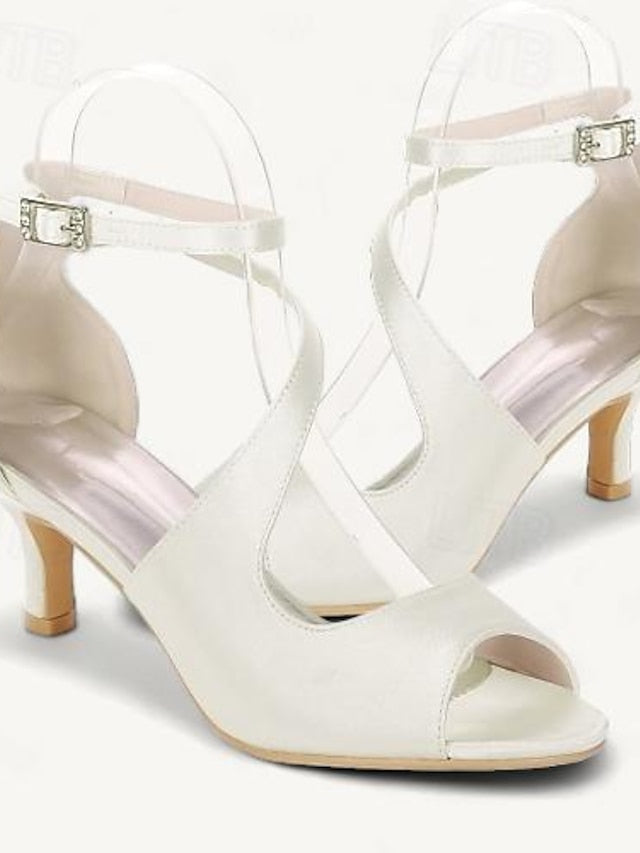 Kitten Wedding Shoes Women's Heel Bridal Buckle Open FashionChic