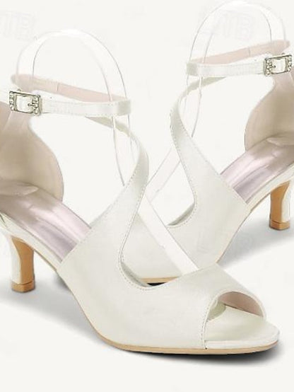 Kitten Wedding Shoes Women's Heel Bridal Buckle Open FashionChic