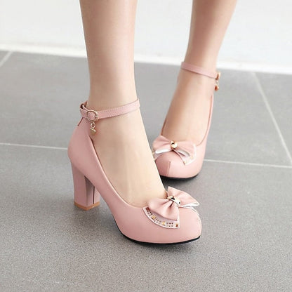 Girls' – Toe White Pumps Block Dress Shoes Heel Round FashionChic