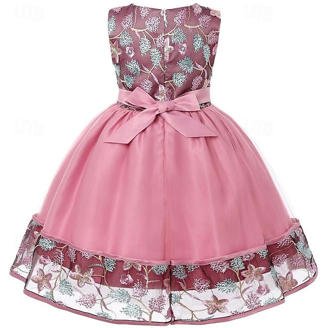 Dress Girls' Girl Flower Party Sleeveless 3D FashionChic