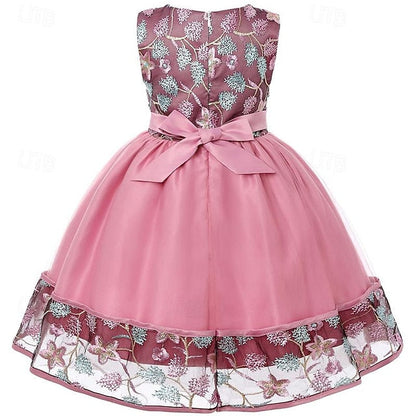 Dress Girls' Girl Flower Party Sleeveless 3D FashionChic