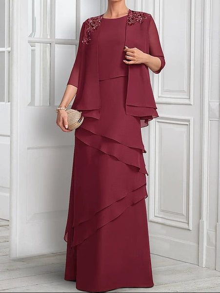 Elegant Formal Bride Mother Suit Dress the Piece A-Line Two of FashionChic