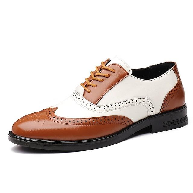 and White Shoes Men's Burgundy Wingtip Oxford Brogue FashionChic