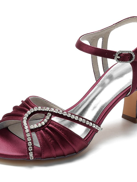 Women's Rhinestone Sandals Heeled Satin Navy – Blue FashionChic